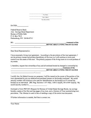 Request for Reissue of Savings Bonds to Trust