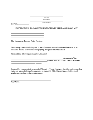 Trustee Homeowner Policy Addition Request