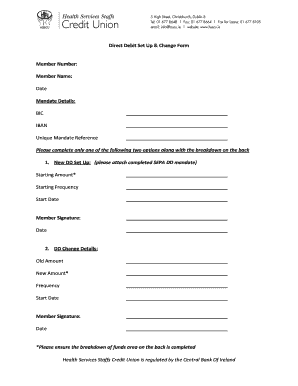 Debit order mandate template - Direct Debit Set Up amp Change Form - Home - Health - hsscu