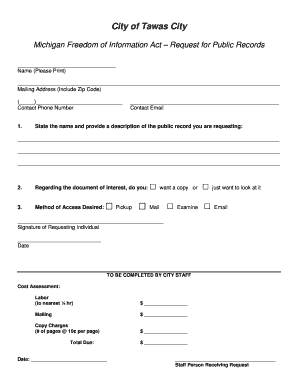 Michigan Freedom of Information Act Request Form