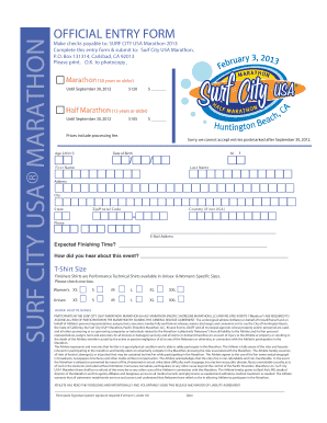 Surf City USA Marathon Registration Form