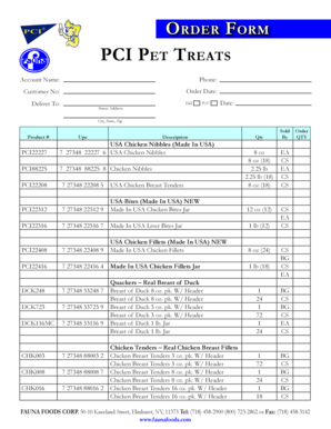 PCI Pet Treats Order Form