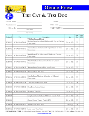 Tiki Cat & Tiki Dog Order Form