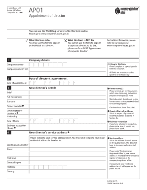 UK AP01 Appointment of Director Form