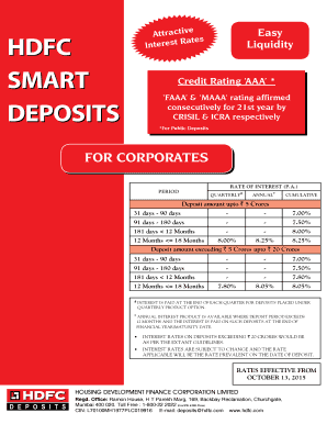 HDFC Deposit Application Form