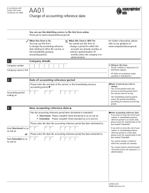 UK Change of Accounting Reference Date Form