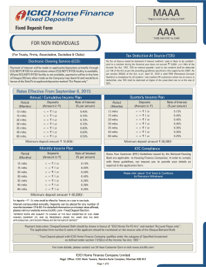 ICICI Home Finance Fixed Deposit Form
