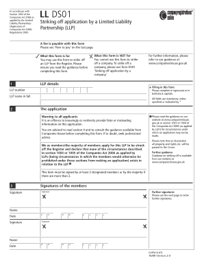 UK LLP Striking Off Application Form