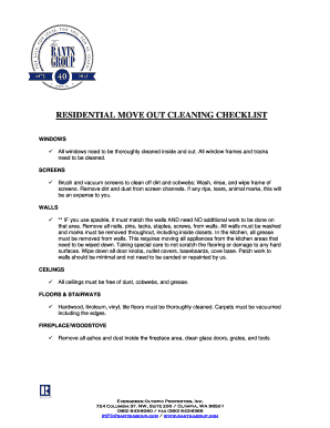 Residential Move Out Cleaning Checklist