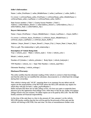 Vehicle Bill of Sale