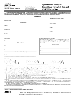 Amex Market Data Subscriber Agreement