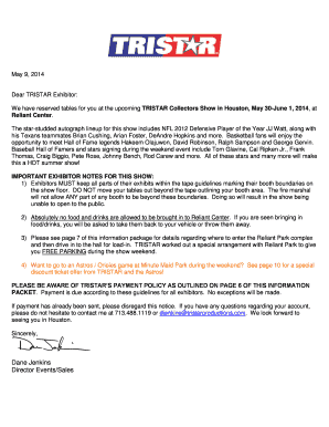 PLEASE BE AWARE OF TRISTARS PAYMENT POLICY AS OUTLINED ON