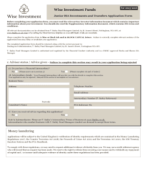 Junior ISA Investment Application Form