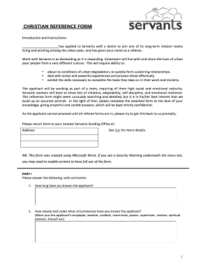 Christian Reference Form