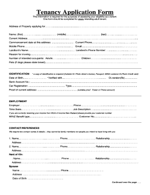 New Zealand Tenancy Application Form