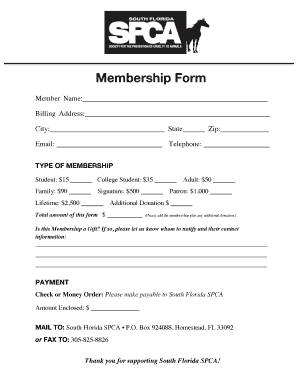 South Florida SPCA Membership Form