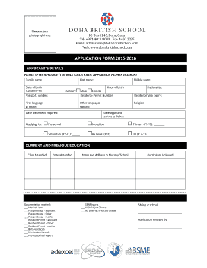 APPLICATION FORM 2015-2016 - Doha British School