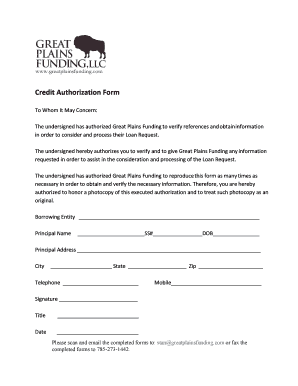Credit Authorization Form