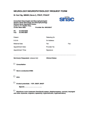 Neurology Neurophysiology Request Form