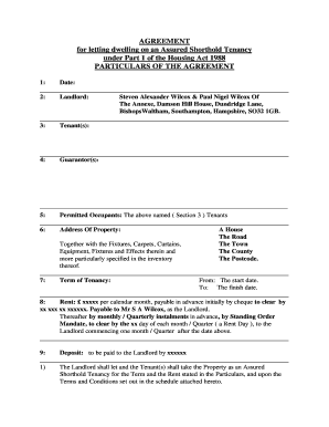 Assured Shorthold Tenancy Agreement