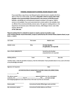 Massachusetts Criminal Record Request Form