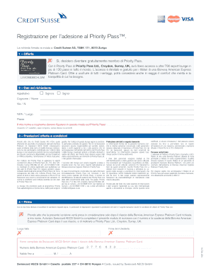 Registrazione per l’adesione al Priority Pass™