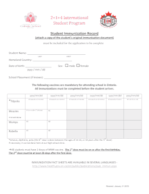 Ontario Student Immunization Record