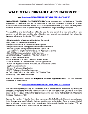 Fillable Online biketex WALGREENS PRINTABLE APPLICATION. WALGREENS