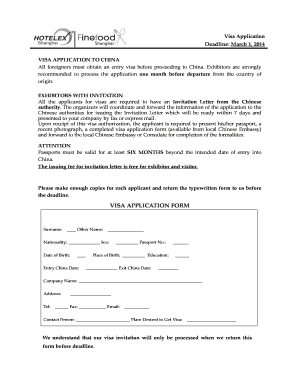Visa Application to China