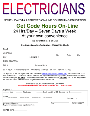 South Dakota Continuing Education Registration Form