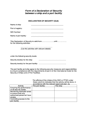 Declaration of Security for Ship and Port Facility