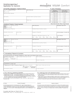 Versicherungsantrag / Application for insurance VISUM Comfort