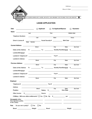 Lease Application Form