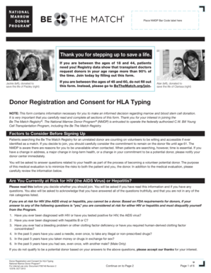 Donor Registration and Consent for HLA Typing