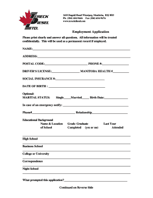 Employment Application Form