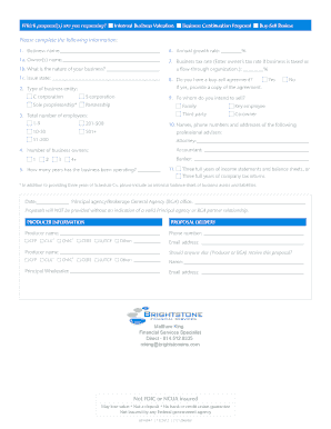 Business Continuation Proposal Request Form