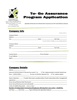 To-Go Assurance Program Application