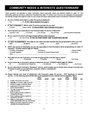 Community Needs and Interests Questionnaire