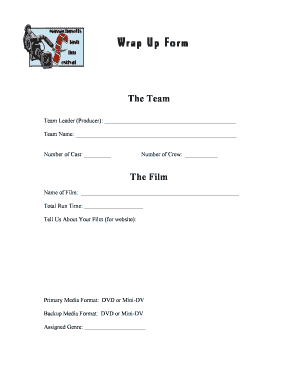 Wrap Up Film Production Form