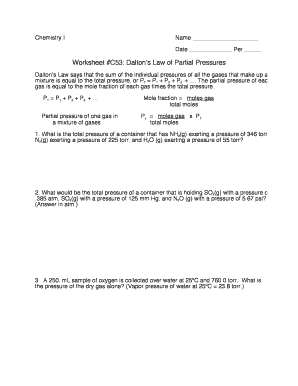 Dalton's Law Of Partial Pressures Worksheet - Fill and Sign Printable  Template Online