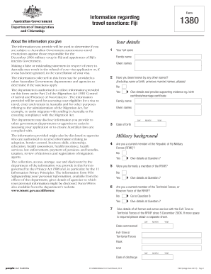 Fiji Travel Sanctions Form 1380