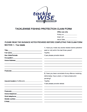 Tacklewise Fishing Protection Claim Form