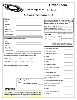 Freefly Suits Order Form