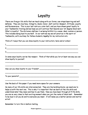 TaeKwonDo Loyalty Form