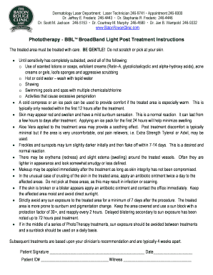 BBL BroadBand Light Post Treatment Instructions