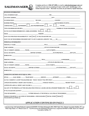 Merchant Account Application Form