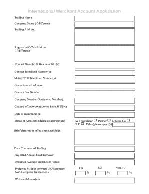International Merchant Account Application