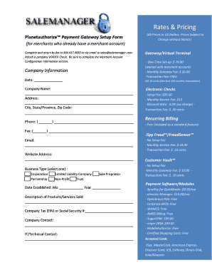 Planetauthorize Payment Gateway Setup Form