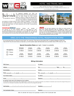 WMC 2013 Hotel Reservation Form