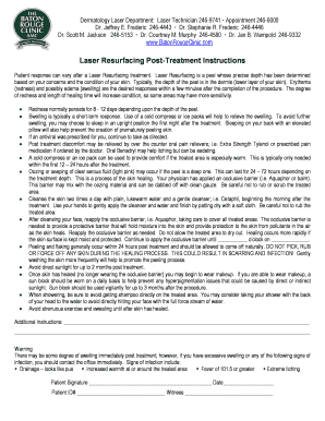 Laser Resurfacing Post-Treatment Instructions